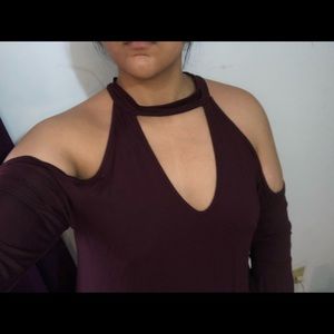 Boohoo dress- dark purple color with cuts